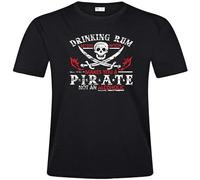 QIANHANTANG Hsx Tees Drinking Rum Before Noon Makes You A Pirate Funny Quote Posters Unisex 100% Cotton Short-Sleeve T-Shirts Black XL