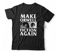 QIANHANTANG Make Orwell Fiction Again 1984 Big Brother Conspiracy Unisex 100% Cotton Short-Sleeve T-Shirts Black M