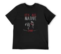 QIANHANTANG Native American Movement It's all Native Land Americans Tribe Tribal Unisex Cotton T-Shirts Black XXXL