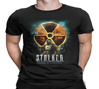 QIANHANTANG Nuclear Radiation Shadow Stalker Russian Movie Cernobyl Party Unisex 100% Cotton Short-Sleeve T-Shirts Black S
