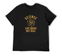 QIANHANTANG Science Like Magic But Real Unisex 100% Cotton Short-Sleeve T-Shirts Black L