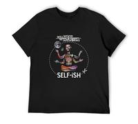 QIANHANTANG Selfish Self-Ish Will Wood Unisex 100% Cotton Short-Sleeve T-Shirts Black S