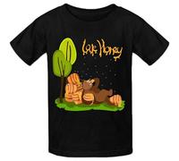 QIANHANTANG Timico Custom Happy Bear Is Eating Honey Kids Unisex 100% Cotton Short-Sleeve T-Shirts Black L