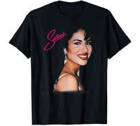 QIANHANTANG Vintage Selenas Quintanilla Love Music Retro 80S 70S Fans Unisex 100% Cotton Short-Sleeve T-Shirts Black XXL