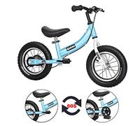 Qiani Bicicletta 2 in 1 per bambini a partire da 2 3 4 5 6 7 anni, ruota per bambini con freno, ruote di supporto, pedali, pneumatici e cavalletto laterale, bicicletta per bambini 12 14 16 pollici
