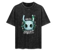 QIANJIAOMEN Hollow Knight Game Men T-Shirt Print Hip Hop Tee Black Unisex Tee L