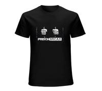 QIANJIAOMEN Prison Break Men T-Shirt Print Hip Hop Tee Black Unisex Tee M