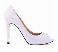 QIANKUN Piattaforma scarpe da sposa estate sexy da donna punta aperta tacchi alti sandali punta aperta tacchi alti-bianco, 6