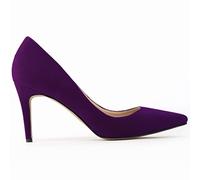 QIANKUN Scarpe sexy con tacco alto da donna, con tacco alto, alla moda, con punta a punta, elegante, nero, rosso, da lavoro, matrimonio, tacchi alti, taglie forti, viola, 39