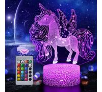 QIANLAINIAO Luce Notturna Unicorno per Bambini, Lampada Unicorno 3D 16 Colori Cambiano con Telecomando, Regali Unicorno Giocattolo per Ragazze, Decorazione di Compleanno Natale Luci Unicorno