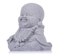 QIANLING Statua di Buddha sorridente da 7,6 cm per interni, monaco zen cinese, scultura portafortuna ornamento Feng Shui mito Budha idolo per la pace decorazione casa studio sala da pranzo ufficio