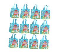 Qianly 12 Pezzi Sacchetti Pasquali Borsa Regalo Riutilizzabile con Manici Motivo Tessuto Non Tessuto Adatta per Uso Scolastico Feste Bambini Atti, Blu