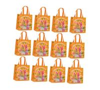 Qianly 12 Pezzi Sacchetti Pasquali Borsa Regalo Riutilizzabile con Manici Motivo Tessuto Non Tessuto Adatta per Uso Scolastico Feste Bambini Atti, Orangina