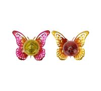 Qianly 2 luci Forma di Farfalla, lampade da Giardino alimentate a energia Solare, Decorazioni da Giardino per Regalo, Cortile, Tavolo,