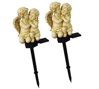 Qianly 2 Pezzi di Luci Giardino con, Luci per, Luci Paesaggistiche, Ornamenti per Patio, Simpatiche Statuette, Luci Este, Coppia Angelo