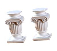 Qianly 2 Pezzi Statue a Colonna Romana Portacandele a Pilastro Decorazioni da Tavola Riproduzioni Architettoniche con Finitura Vintage Adatto per Cerimonie, Style D