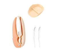 Qianly 4 Pezzi Schiaccianoci per Granchi Pinza Forchette Utensili Accessorio con Vassoio Facile Da Pulire Fatto in Pp Adatto Speciali Picnic Spiaggia, Beige