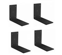 Qianly 4 Pezzi Staffa Acciaio Al Carbonio Preforato Staffa Forma di L Preforata Elemento Angolare in Acciaio per Falegnami, Armadi, Officina, Stile B