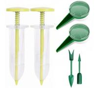 Qianly 6 Pezzi Kit Seminatrice Manuale Coltivazione Uniforme Mini Spargisemi da Giardino Leggero Set Attrezzi Mini Giardinaggio per Orto, Giallo-verde