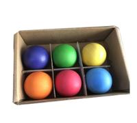 Qianly 6 Pezzi Palline di Legno da 1,8 Pollici Materiale Didattico per Bambini per Afferrare E Creare Oggetti Giocattolo in Legno Scatola Resisten, Arcobaleno