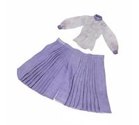 Qianly Abito Tradizionale Cinese Abbigliamento Bambola Completo Camicetta Gonna Costume Mini Capi per Cambio Outfit Ripetuto Adatto a Fotografia Esposizione , Camicetta Grigia E Gonna Lilla