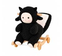 Qianly Agnello a in Peluche Antirovesciamento Cavalcabile Agnello con Maniglia Stabile Imbottito per Neonati e Bambini Piccoli, Nero