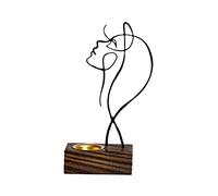 Qianly Alzando Lo Sguardo sul Volto Figure Statua, Bruciatore di Stand Decorazioni di Figurine Astratte Artigianato per, Nero