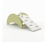 Qianly Arco Montessoriano Resistente Arrampicatd Arco Arrampicata Comodo Gioco per Bambini, Neonati, Cameretta, Verde, Struttura Da Arrampicata A Luna + Tavola Da Arrampicata/Scivolo