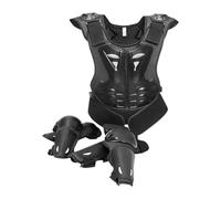 Qianly Armatura Bambini Set Protezioni Completo Giacca Motociclista Protezione Schiena Petto Ginocchiere Gomitiere Materiale Eva PP Traspirante Adatto a, Nero, M