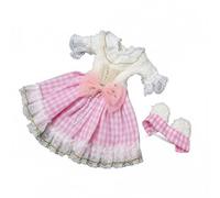 Qianly Bjd Abito per Bambola Vestito Estroso Set Accessori in Tessuto per Inventare Storie Adatto a Regalo Collezionismo Infanzia , Vestito Rosa A Quadri