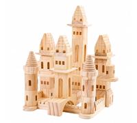 Qianly Blocchi da Costruzione con Forme Geometriche Varie Impilabili Gioco di Costruzioni con Pezzi Solidi in Legno Versatili Blocchi Geometrici in Legno, Stile A