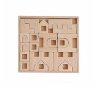 Qianly Blocco Educativo Bambini Puzzle Legno Base Castello Pezzi Interbloccati Silhouette Torre Arco Bordo Arrotondato per, Castello In Faggio