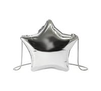 Qianly Borsa a tracolla con catena e pochette in acrilico da donna, a forma di, unica per la cerimonia di laurea, Argent