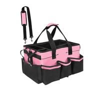 Qianly Borsa Porta Attrezzi Valigetta per Accessori Sacca Portautensili E Organizzatore per Auto con Scomparti in Rete Adatta per Trasportare Detergenti E Gu, Rosa Nero