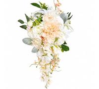 Qianly Bouquet da Sposa Artificiale a Cascata Riutilizzabile Bouquet da Sposa con Nastro Facile Mantenere per Ritratti Nuziali
