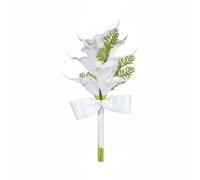Qianly Bouquet da Sposa con Calle Fotogenico Fiore Artificiale Tocco Reale Aspetto Realistico Bouquet Nuziale Artificiale per Matrimonio, Festa, Bianco