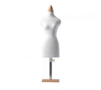 Qianly Busto Modellistico Donna senza Braccia e Gambe Manichino Cucito Donna Base Robusta Espositore Moda per Designer, Negozio di Abbigliamento , Bianco , Base Quadrata In Legno, Metà, Bianco