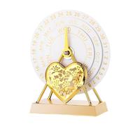 Qianly Calendario da Tavolo con Disco, Decorazione per Calendario, Accessori da Scrivania Rotanti Manuali, Oro Bianco