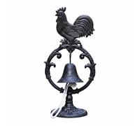 Qianly Campanello in Ghisa con Uccellino Stile Retrò Campanello Manuale in Ferro Forgiato Resistente Alle Intemperie Campana da Esterno Vintage per Portico, Rooster Desk Bell