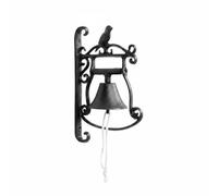 Qianly Campanello in Ghisa con Uccellino Stile Retrò Campanello Manuale in Ferro Forgiato Resistente Alle Intemperie Campana da Esterno Vintage per Portico, Bird Big Bell