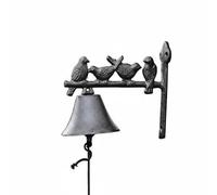 Qianly Campanello in Ghisa con Uccellino Stile Retrò Campanello Manuale in Ferro Forgiato Resistente Alle Intemperie Campana da Esterno Vintage per Portico, Flock Birds Bell