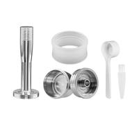 Qianly Capsule Riutilizzabili Lavabili Capsula in Acciaio Inox Lavabile Capsula Riutilizzabile per Casa, Capsula Riutilizzabile Illy Olio Con Pressino Da 30mm, Anello Dosatore E Cucchiaio/Spazzola