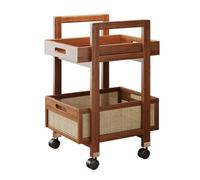 Qianly Carrello Portaoggetti Mobile a 2 Livelli, Moderno Comodino, 50 cm x 30 cm x 57,2 cm