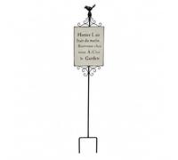 Qianly Cartello in Metallo con | Resistente Intemperie, picchetto Decorativo con, Rustico, Decorazione da Giardino Picchetto, per Aiuola, Bianco