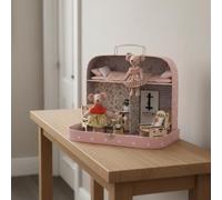 Qianly Casa Delle Bambole Portatile Set Gioco Bambini Valigetta Mini Casa Compatta con Letti Sedie Tavolo Doccia E Piante con Personaggi Adatta per Gioco di Ruolo Viaggi Casa Feste