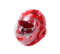 Qianly Casco da Karate per Tutte Le età, Casco da Boxe con Protezione per Il Viso, Rosso, S