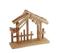 Qianly Casetta con Base Rettangolare Resistente, Casa del Manger | Rustico, Casetta Decorativa in Legno, Artigianale, per Soggiorno, Scrivania
