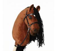 Qianly Cavallo su Bastone Assemblaggio All'uso, Marrone Scuro, 80 Cm | Leggero, di Legno, per Giardino, Bambine