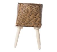 Qianly Cesta Fioriera con Supporto Portavasi da Terra in Imitazione Rattan Vaso con Piedini in Legno Ornamento Compatto Rimovibile Adatta per Studio Soggiorn, caffè 33x16cm 4 Gambe