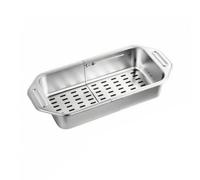 Qianly Cestino Scolapiatti Estensibile in Acciaio Inox Resistente Vassoio Scolapiatti Rettangolare Regolabile Durevole per Risciacquo di Stoviglie e Ciotole, L